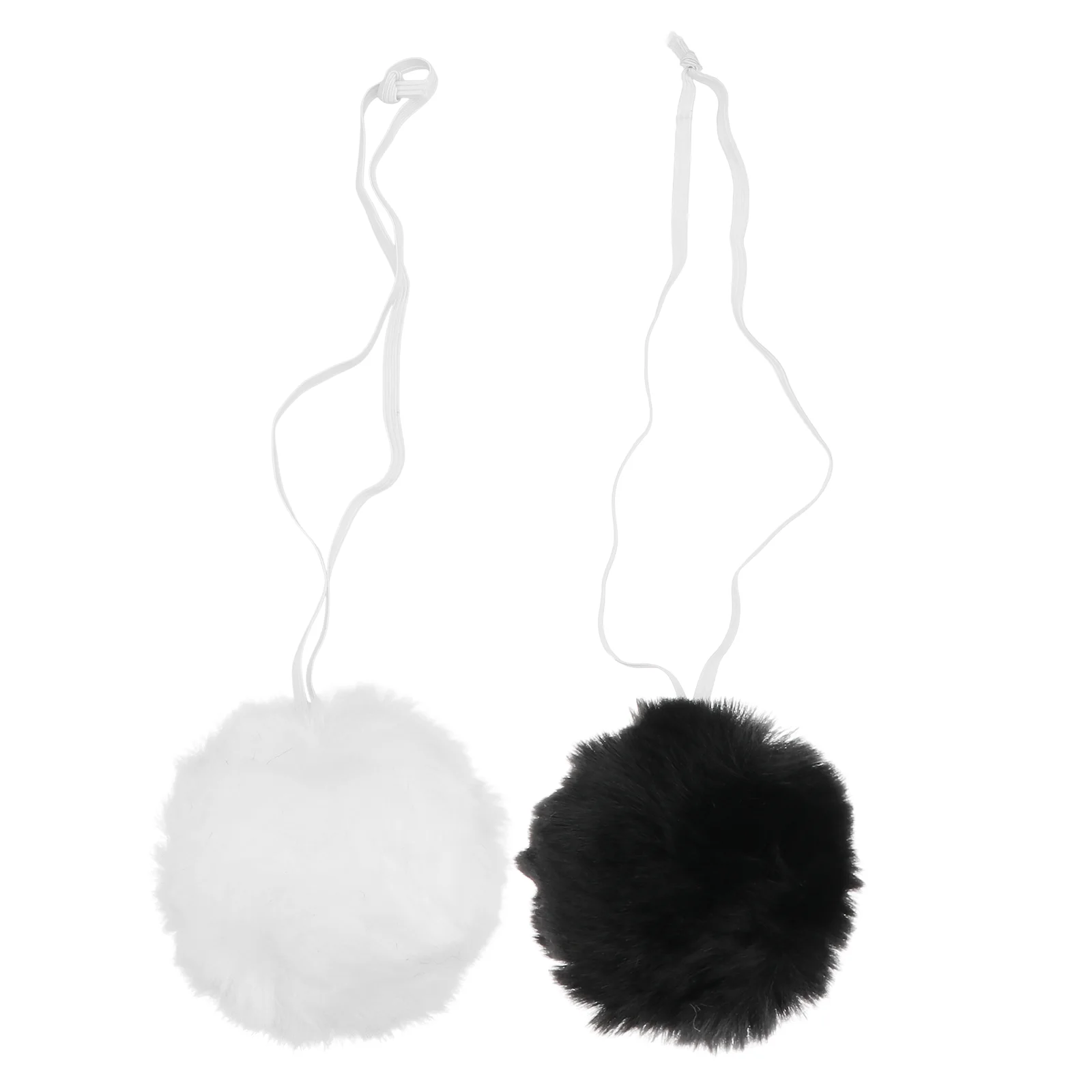2 Pcs Rabbit Tail Pompom Cosplay Prop Outfits Accessories Plush Ball Costume Miss Pompoms