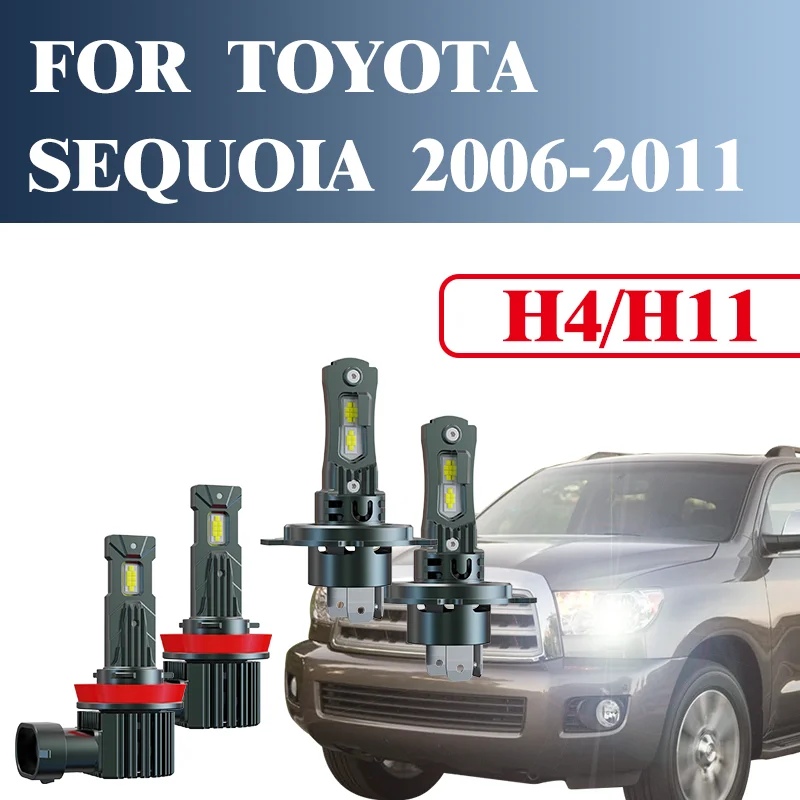

2PSC H4 H11Car Headlights Smooth Paving Tangentiai Linesare Clearly Doble Sided 16Core LaseFOR TOYOTASEOUOIA 2006-2011