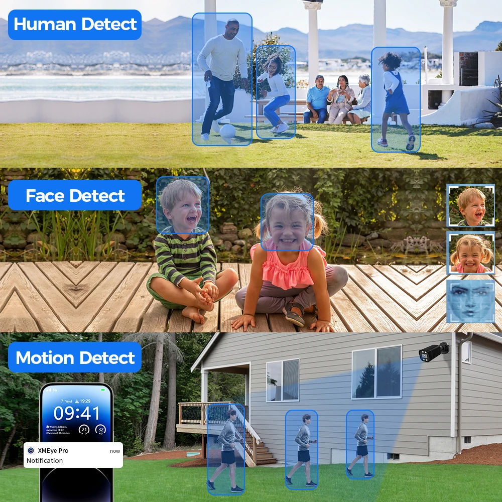 Imagem -04 - Hiseeu-câmera de Vigilância Externa Ahd Colorida Visão Noturna Vídeo Doméstico Detecção Humana Cctv Câmeras Analógicas H.265 Xmeye 5mp