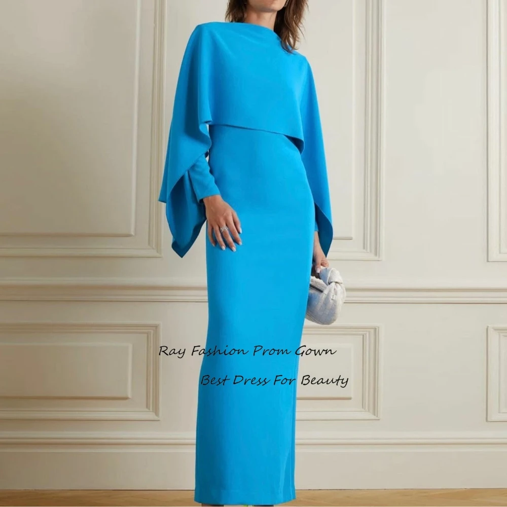 

Ray Fashion A Line Prom Dress Boat Neck With Long Sleeves Shawl For Women Formal Occasion Gowns فساتين سهرة Saudi Arabia