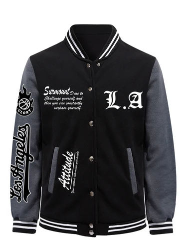 Chaqueta de béisbol con estampado de tu actitud para hombre, Top holgado informal, ropa de lana de otoño, abrigo americano de Hip Hop