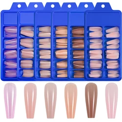 100pcs Coffin Fake Nails Full Cover Press On Nails Extension Tips Artificial Fingernails Nude Long Ballerina False Nails