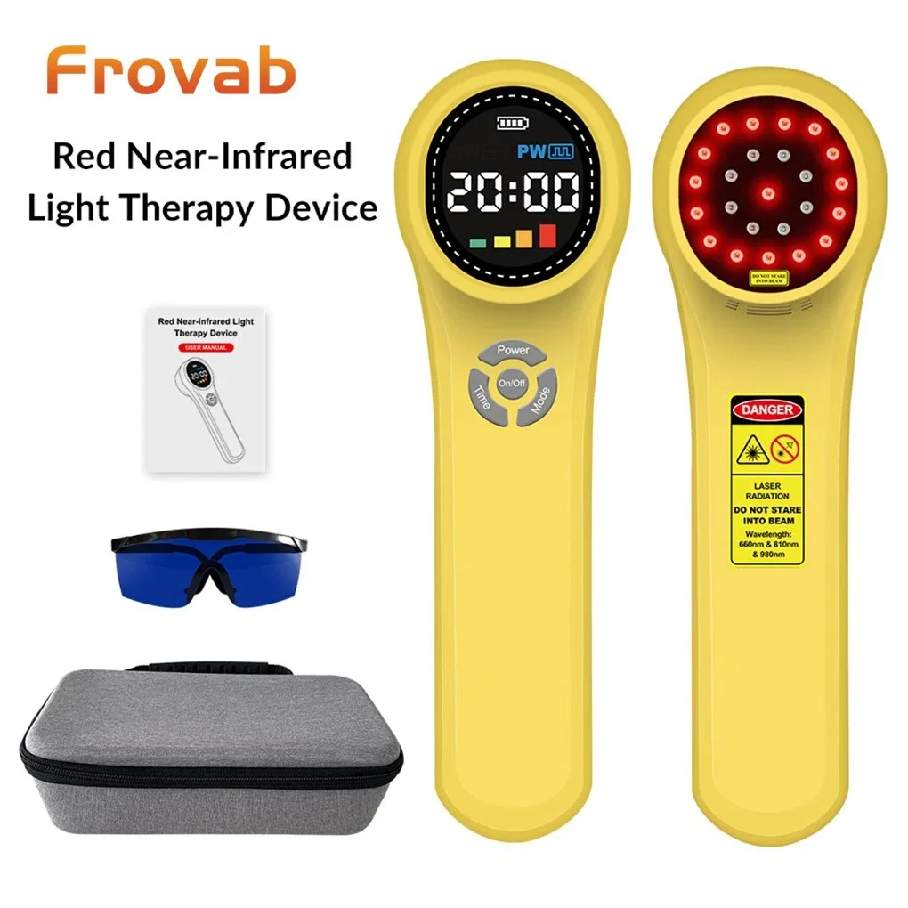 Frovab Handheld Cold Laser Therapy Machine 660nm 810nm 980nm Home Use Effective Relief Back Pain Knee Injury Pet Hip Dysplasia
