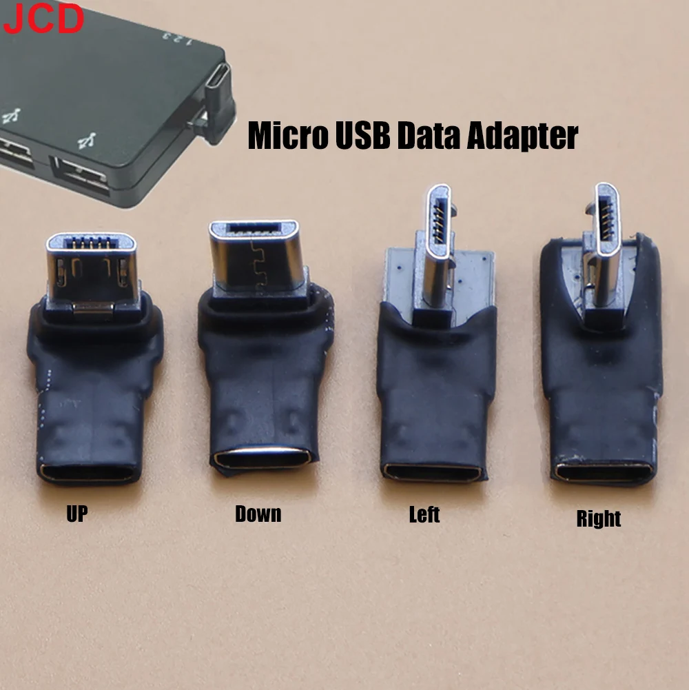 JCD 1 Stück 90-Grad-USB-Adapter, links/rechts/oben abgewinkelt, Micro-5-Pin-Buchse auf Micro-USB-Stecker, Datenadapter für Mini-USB-Stecker, Micro-USB