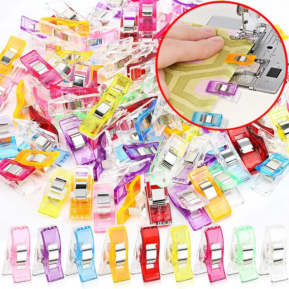 100Pcs Plastic Sewing Clips DIY Crafting Crocheting Knitting Clothing Clips Assorted Colors Craft Securing Quilting Clip Tool