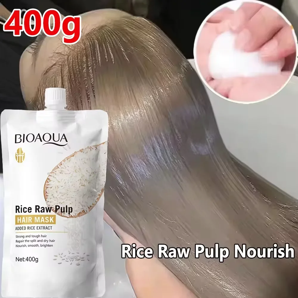 Rice Puree Hair Mask, Penetrates the Hair Core, Replenishes Hair Nutrients, Repairs Damaged Cuticles, Improves Dry, Split Ends, Frizzy Hair, and Other Damaged Hair Types Soft and Supple Hair, Hair Care
