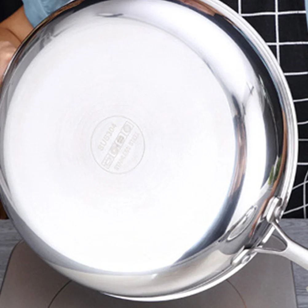 

1 pc Stainless Steel Frying Pan 304 Food Grade Mirror Finish Heavy Duty Non-Stick For Gas Induction Stove Cooking Kitchen Pan