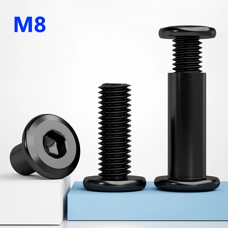 

M8 Carbon Steel Furniture Nut Screw Set Black Hexagon Socket Head Furniture Splint Butt Lock Connection Nuts