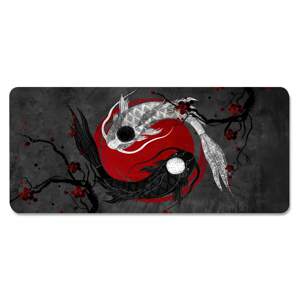 Japanese Koi Fish Sun Cool Mousepad Large Anti-Slip Mouse Pad Stitched Edges Mat Durable Desk Laptop Gaming​ Keyboard Pad XXL