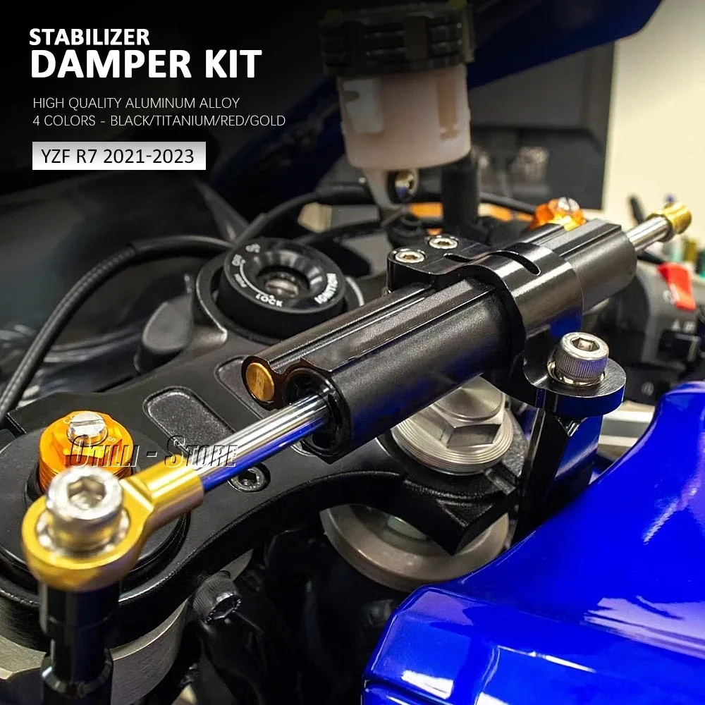 Neue Motorrad Faser Carbon Lenkung Stabilisieren Dämpfer Montage Halterung Kit Für Yamaha YZF R7 YZF R7 Yzf-r7 2021 2022 2023