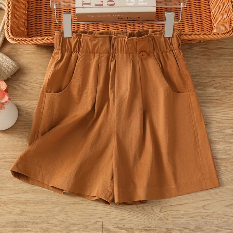 

Оранжевые шорты Bud для женщин, летние тонкие универсальные брюки трапециевидной формы с высокой талией для похудения