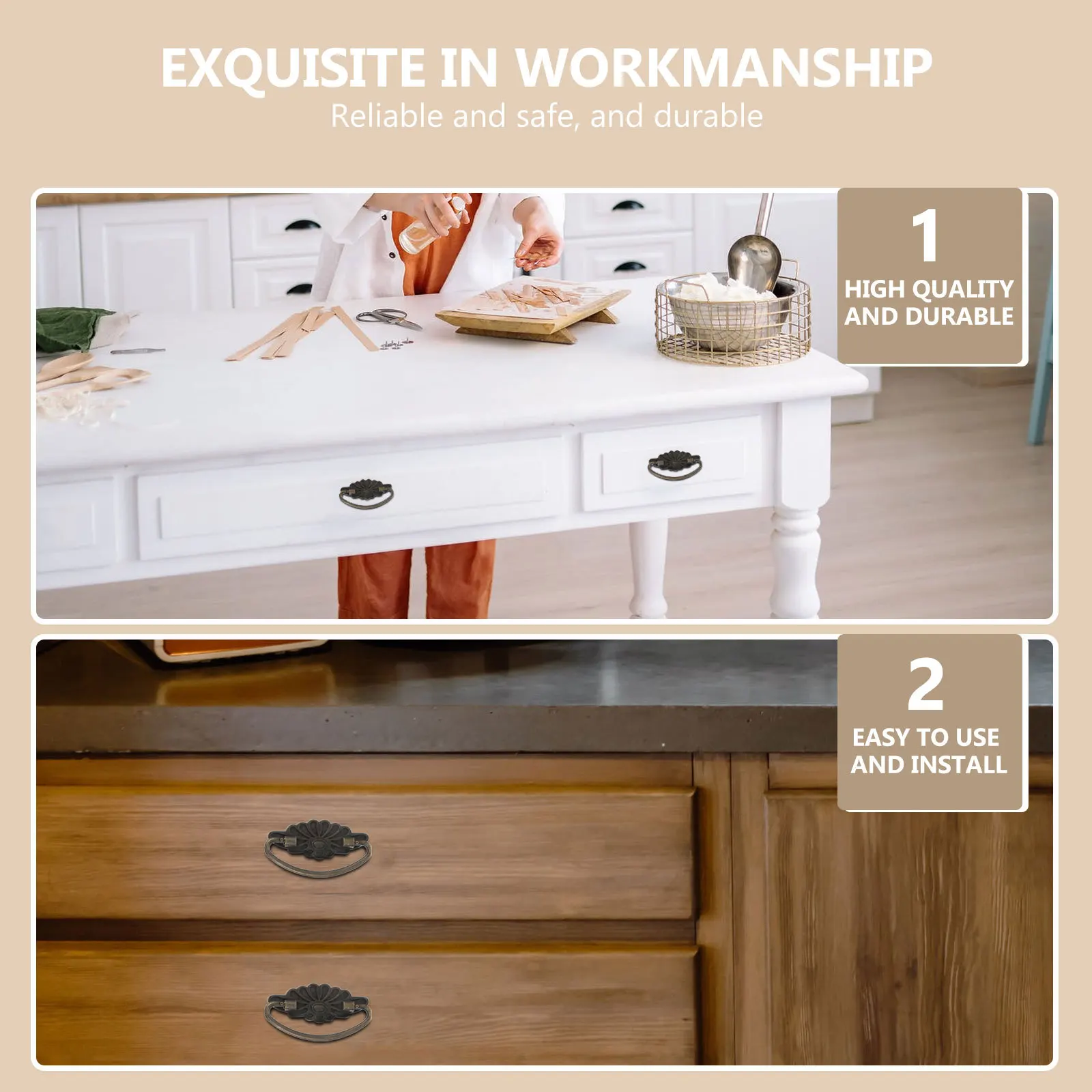 

4Pcs Multi-Functional Dresser Knobs Retro Style Handles Easy Installation Durable Safe Furniture Hardware