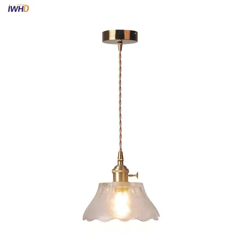 

IWHD Nordic Modern LED Pendant Lamp Balcony Study Kitchen Light Fixture Clear Glass Knob Switch Wire Adjustable Hanging Lights