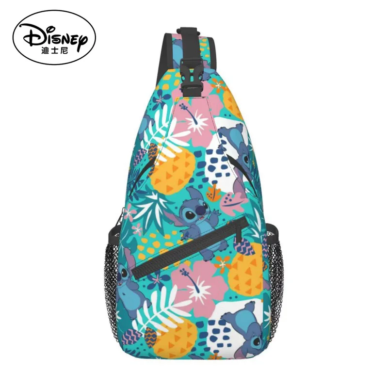 Disney New Stitch Crossbody Bag for Primary and Secondary School Students Casual Chest Bag Cartoon Print Casual Bag