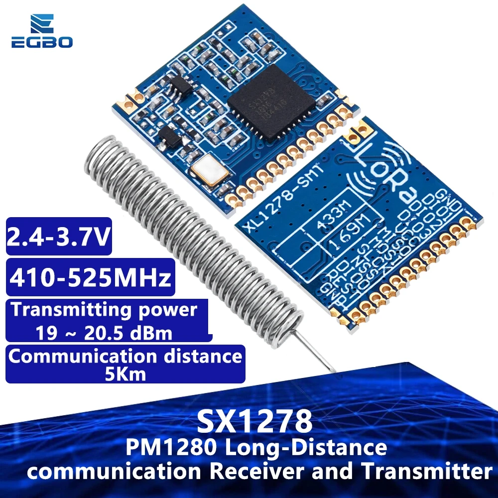 1PCS RF LoRa module SX1278 chip PM1280 Long-Distance communication Receiver and Transmitter SPI LORA IOT+1pcs 433MHz antenna