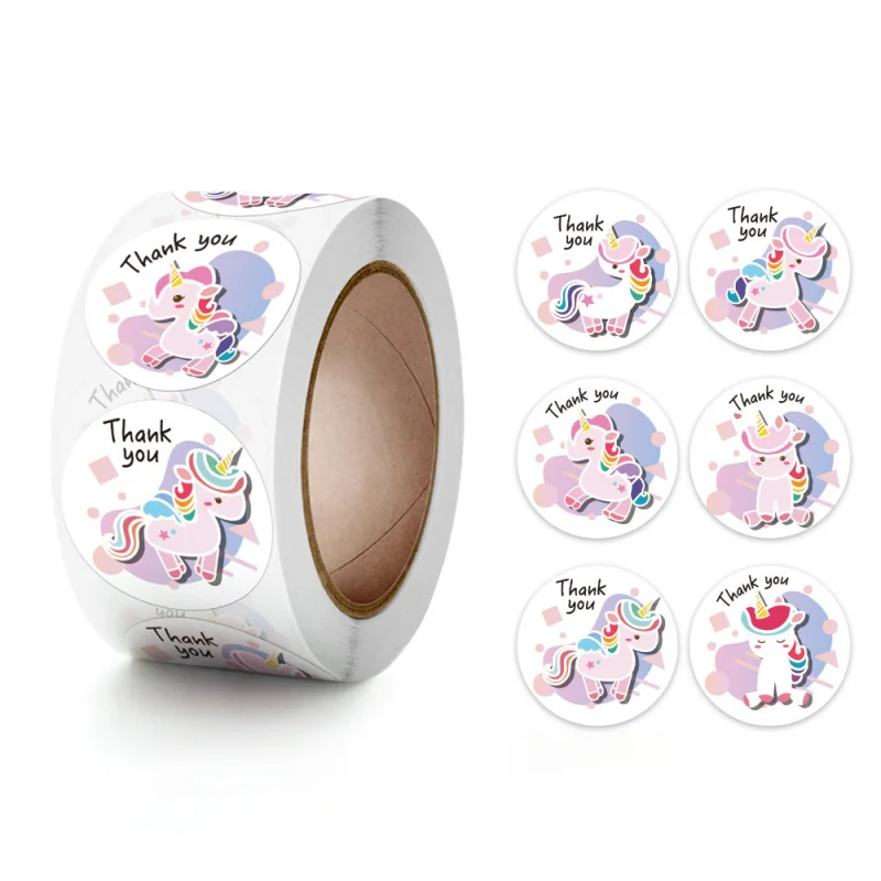 500 Stück Einhorn-Siegelpaste, DIY süße Geschenkverpackung, Dankeschön-Aufkleber, Urlaubsdekoration, Etikett, Handkonto, Graffiti-Aufkleber