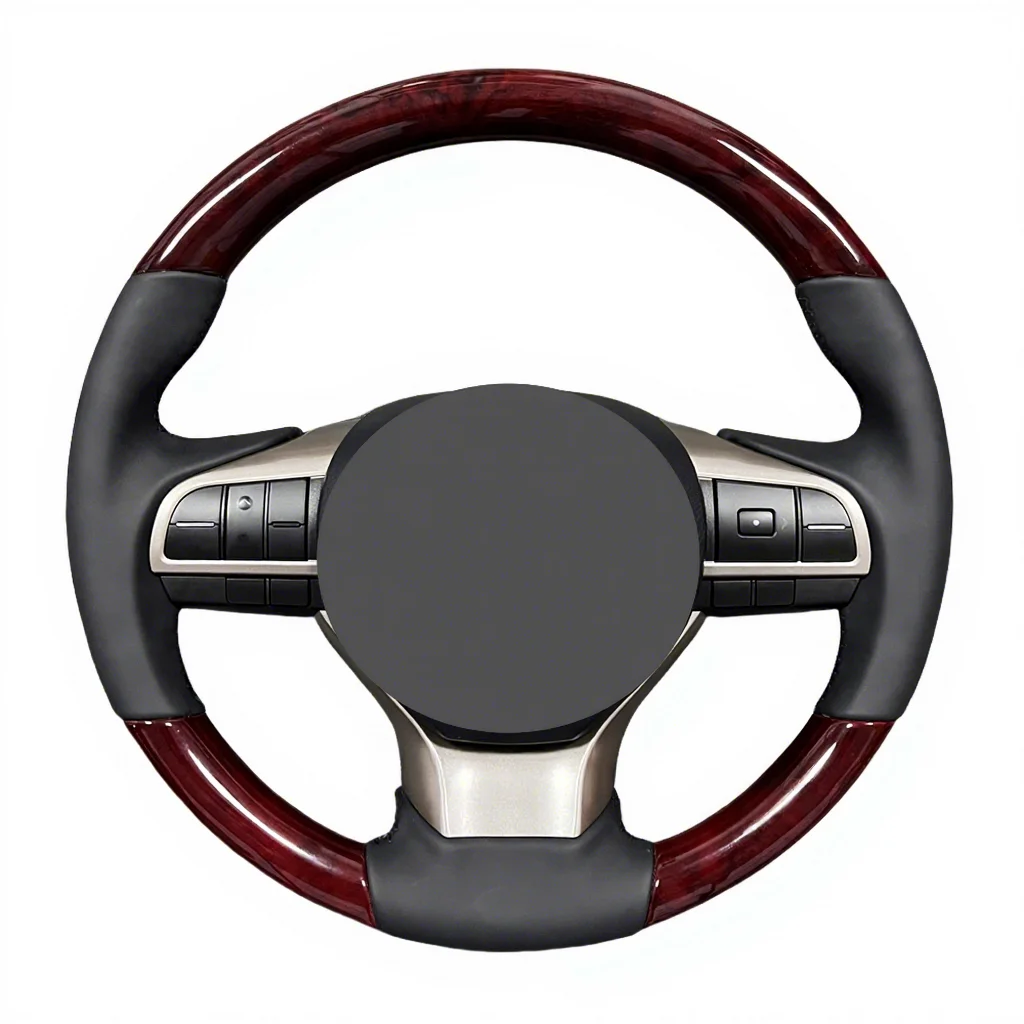 Red Peach Wood Leather Steering Wheel For Toyota Camry Corolla Rav4 Prius Yaris 4Runner Alphard LEXUS LX570 LX470 GX460