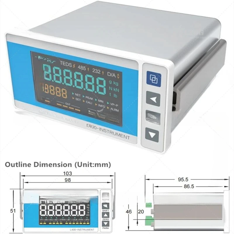 L400B Digital Control Indicator Force Sensor 24VDC Industrial Transmitter with Strain Gauge Bridge Sensors