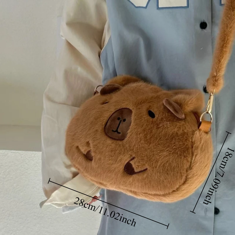 Capybara Plush Backpack Kawaii Capibara Plushie Shoulder Bag Cute Handbag Animal Student School Bag Fluffy Wallet Birthday Gift