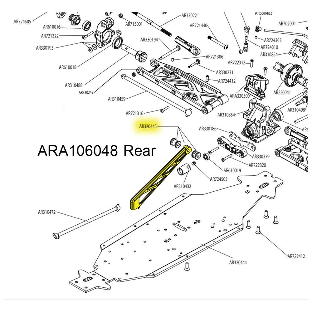 ใหม่ Enron 6061อลูมิเนียมด้านหน้า/หลังพวงมาลัยรองรับคันรั้งแชสซี AR320445สำหรับ RC arrma 1/7 mojave 1/8 talion BLX