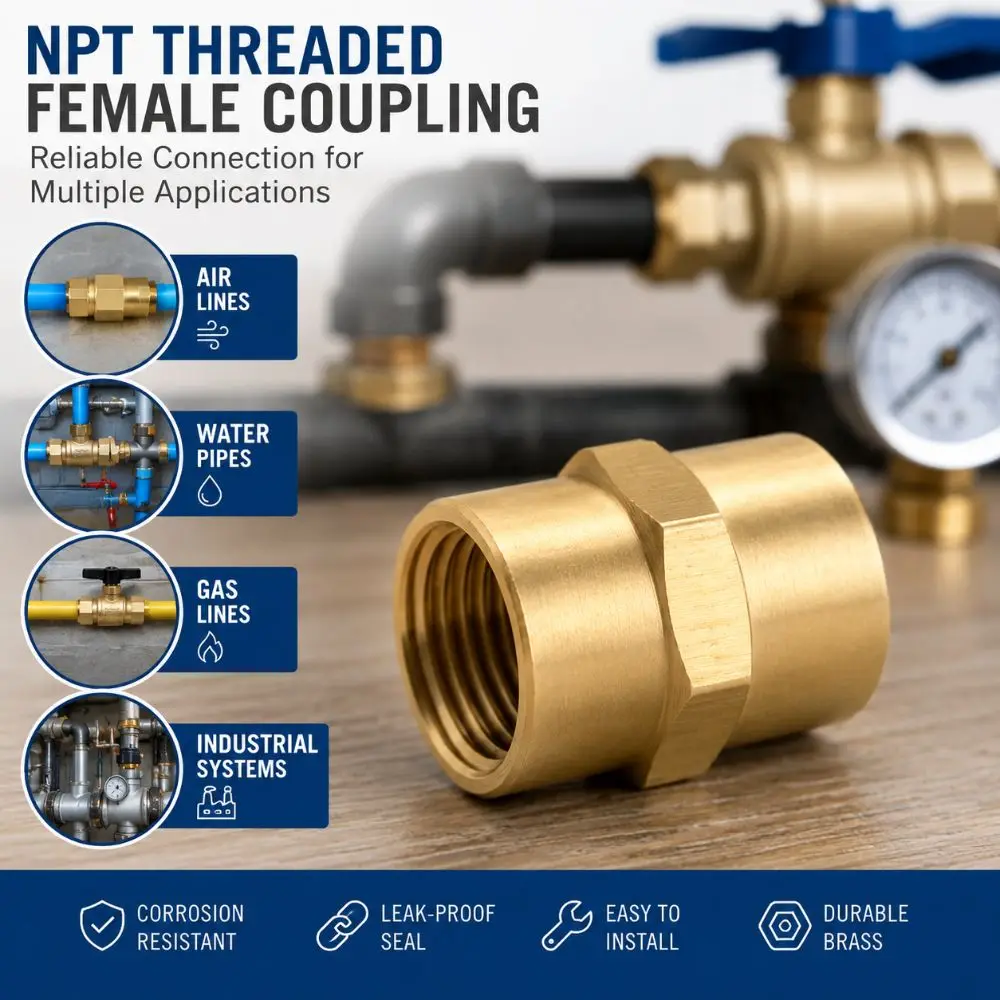Fitting Brass Brass Coupling Female Thread 1/4