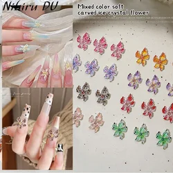 Mixed 3D Resin Gradient Nail Charms Colorful Ice Transparent Jelly Lily Flowers Nails Art Decorations for DIY Manicure Part