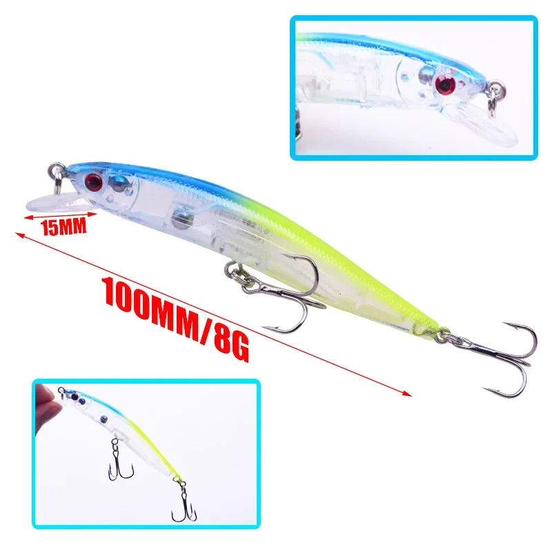 1 pz Laser Minnow Fishing Lure 10cm/8.5g galleggiante Wobbler artificiale duro Swimbait Crankbait Bass per carpa Pesca attrezzatura da Pesca