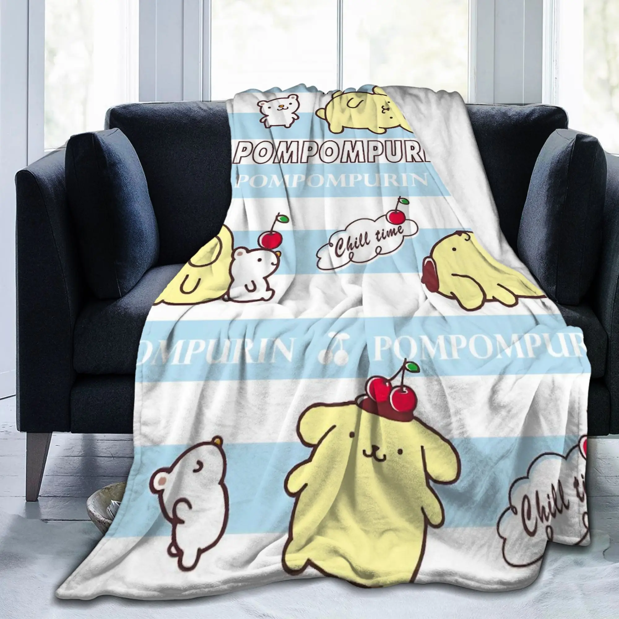 Pompompurins Cartoon Cute Blanket Fleece Summer  Breathable Super Soft Throw Blankets for Sofa Office Bedding Throws