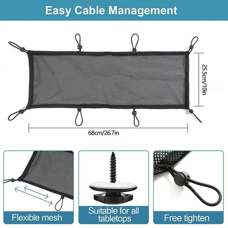 Under Desk Cable Management Net Mesh Line Finishing Home Office Desk Wire Organizers Durable Wire Hiders Cable Management Tray