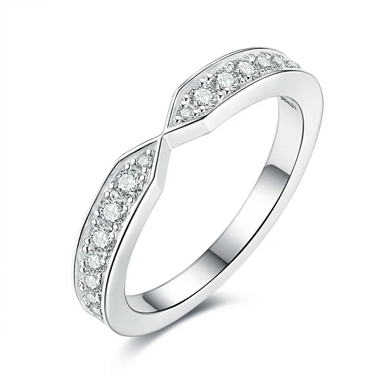 KEEP YES Brilliant Cut Total 0.31ct Sterling Silver 925 Moissanite Diamond Couple Rings for Lovers Matching Wedding Jewelry Set