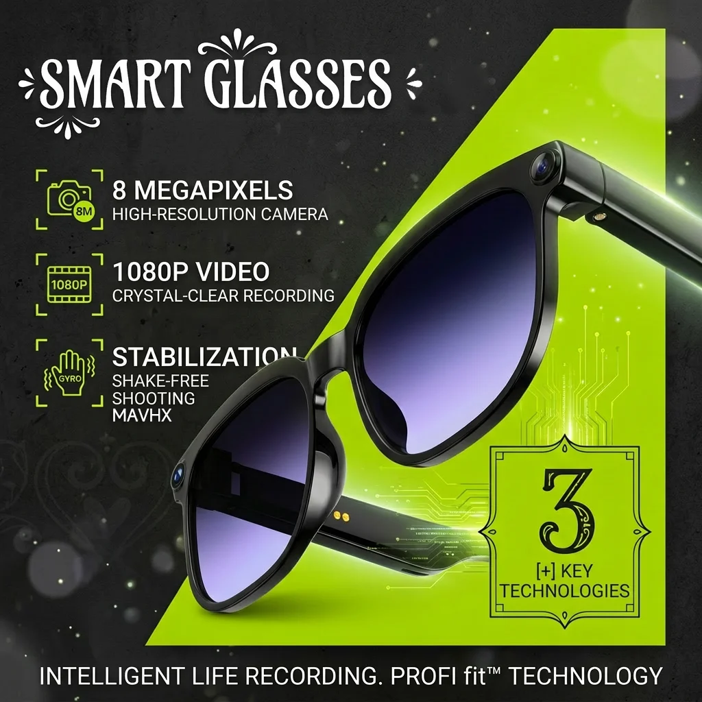 

Новые умные очки 4K HD AI 2026 года для мужчин и женщин с камерой 800 МП, Bluetooth-звонками, Wi-Fi передачей данных 4 ГБ и голосовым помощником