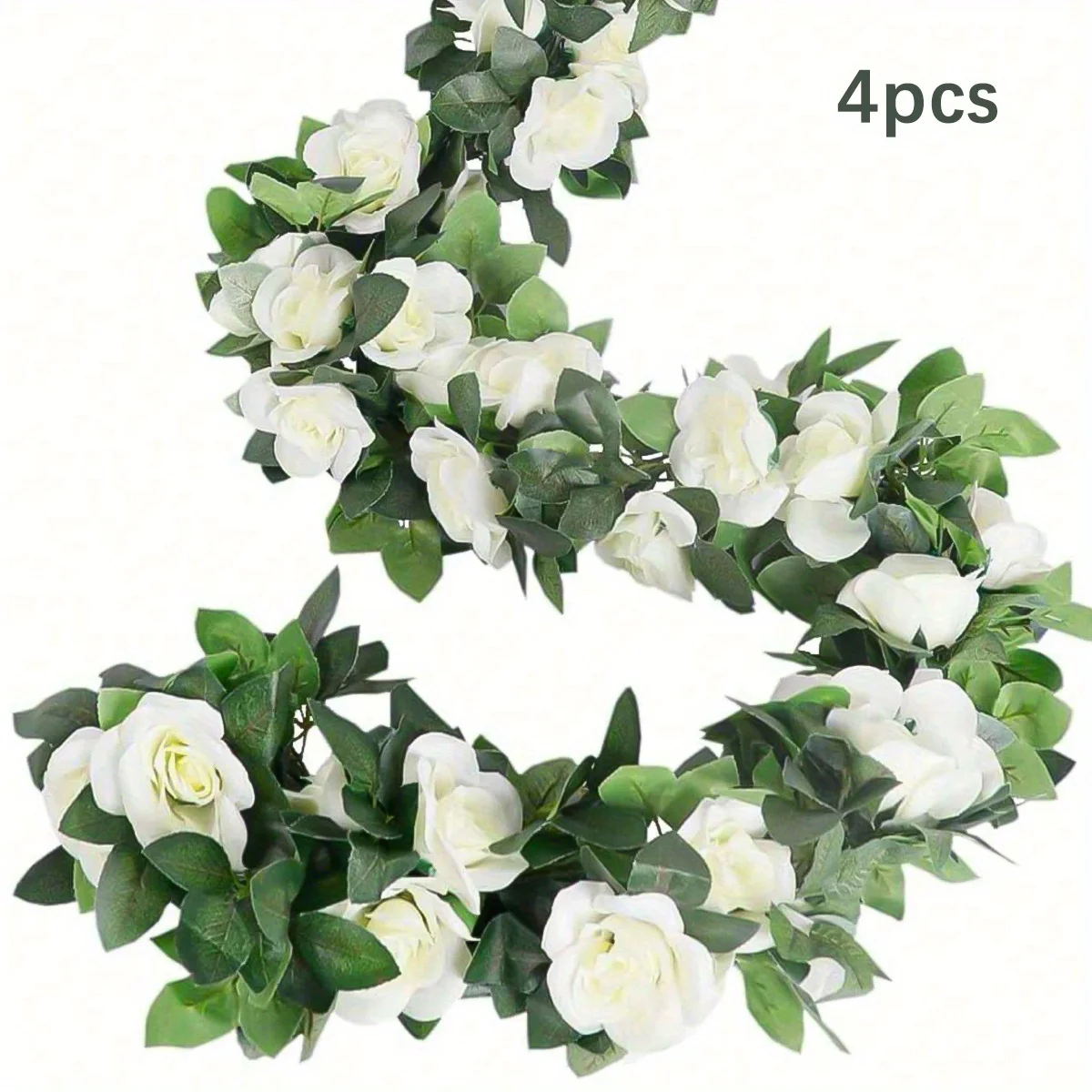 

XIYA FLOWER 4pcs/set Artificial Rose Vine Flower 16 Rose Vine Strips W/ Flower Heads Garland PE Material Home & Garden Decor
