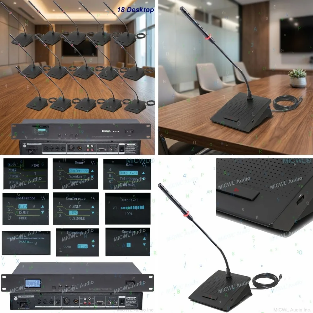 Pro 18-Piece Wired Gooseneck Conference Discussion Speech Public Broadcast System Desk Microphone Mic Set WL A351M-A17