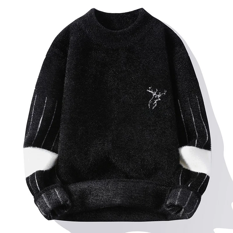 سترة رجالية محبوكة مقاس كبير عصرية حضرية Sle تصميم بسيط غير رسمي طويل Sve f ياقة عالية غير غرق