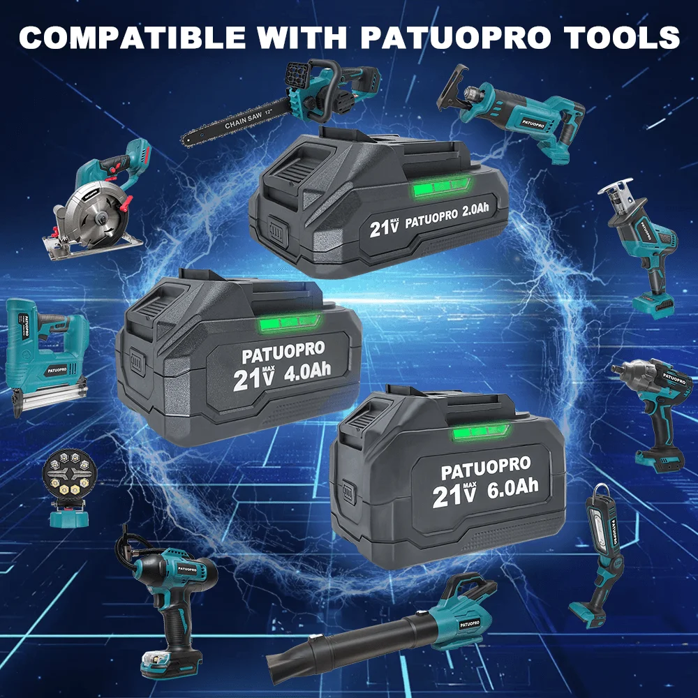 PATUOPRO 2.0-6.0Ah Rechargeable Lithium-ion Battery Pack For Makita 18V Battery Cordless Power Tools Electric Drill Screwdriver