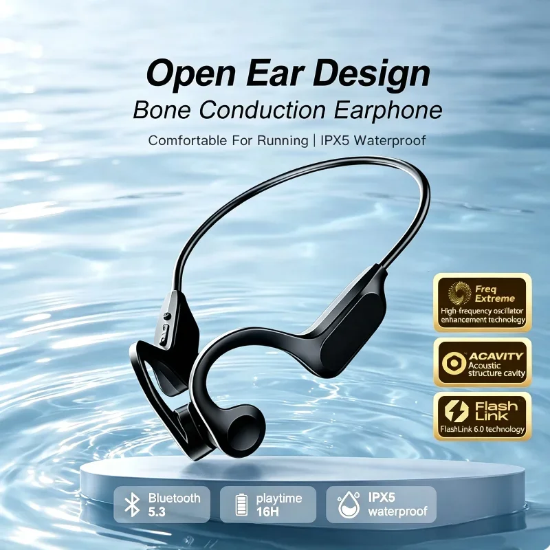 X7 Bone Conduction Earphone 16 Hours Playtime IPX5 Waterproof Bluetooth5.3 Dynamic Spatial Sound Field Headphones