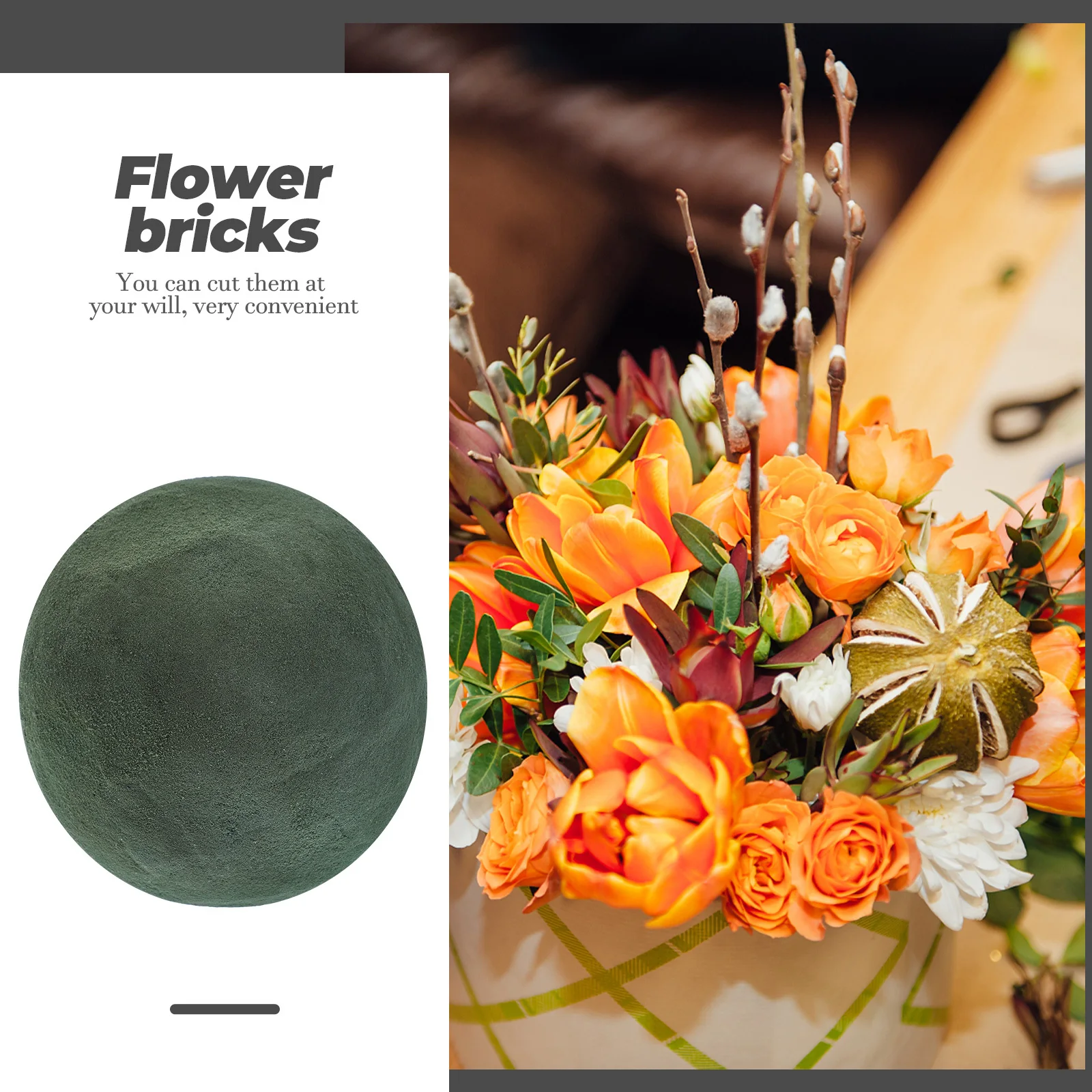 

6 pcs 12Cm Mud Board Props Round Artificial Flower Foam For Wedding Party Decor Floral Bricks Dry Flower Base Garden Supplies