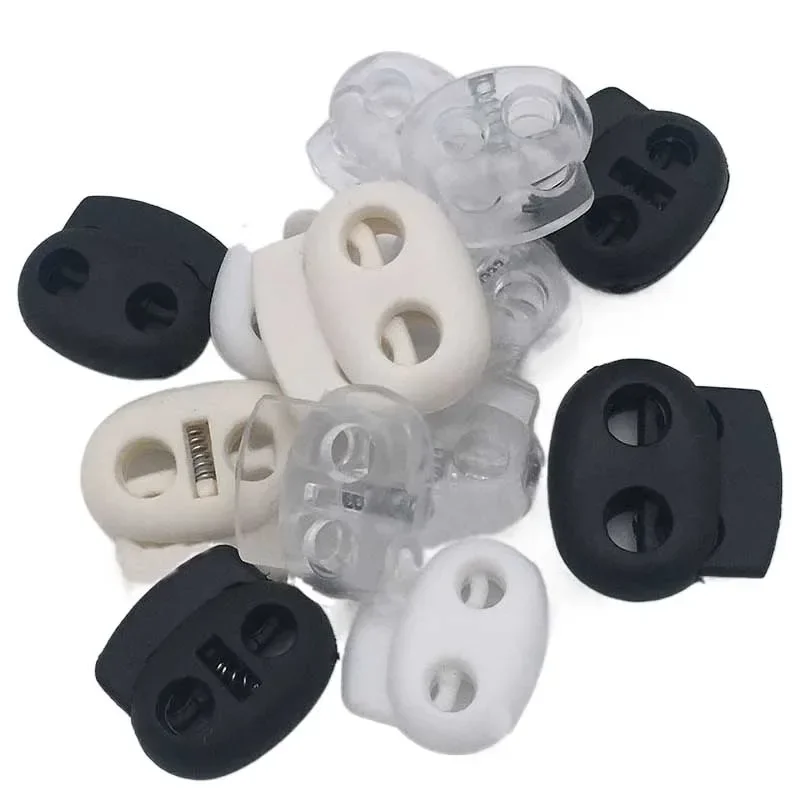 10Pcs 4mm-5.5mm Twin Hole Plastic Stopper Cord Locks Bean Drawstring Toggle Clip Apparel Shoelace Sportswear Button Accessorie