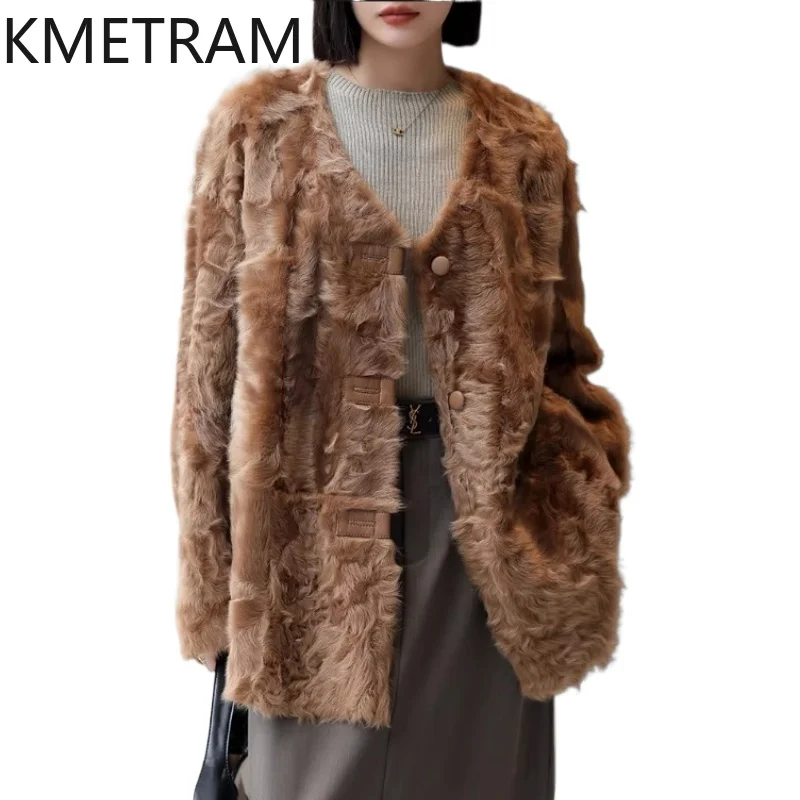 Natuurlijke Wol Schapenvacht Dubbelzijdig Bontjas Vrouw Luxe Omkeerbare Echte Bontjas Hoge Kwaliteit Winterkleding 2025, Fourrure