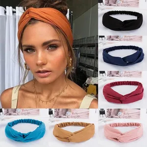 Desain Fashion Wanita Musim Panas Gaya Bando Bohemian Gadis Cross Sorban Perban Bandana Ikat Rambut Aksesoris Rambut 12 bandana kuning penjualan terbaik - №