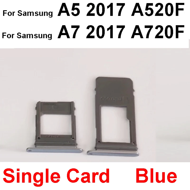 SIM Card Tray For Samsung A5 2017 A520F A7 2017 A720F Dual Single Card Tray Holder Card Slot Replacement Parts