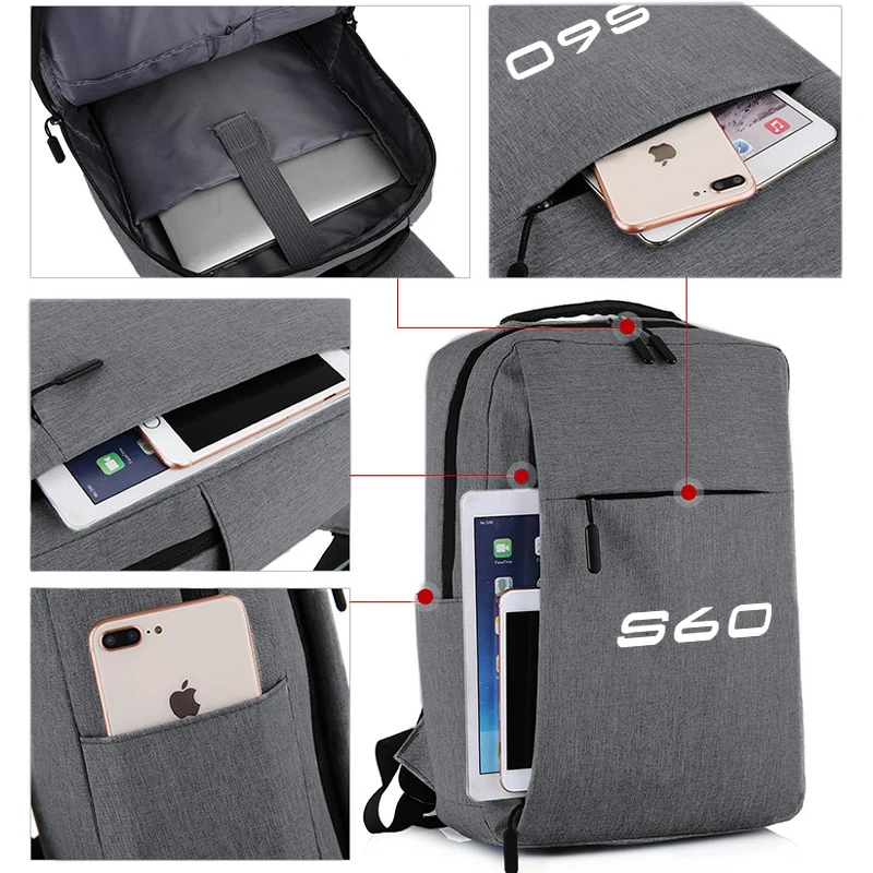 USB قابلة للشحن حقيبة مدرسية مقاوم للماء محمول على ظهره لفولفو S60 XC60 XC90 V40 V50 V60 XC40 V70 V90 S90 S80 C30 S40