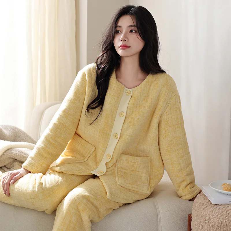 

Пижамный комплект, домашняя одежда, домашняя одежда, кардиган, утепленная ночная рубашка из кораллового флиса для девочек, женская милая осенне-зимняя одежда для сна