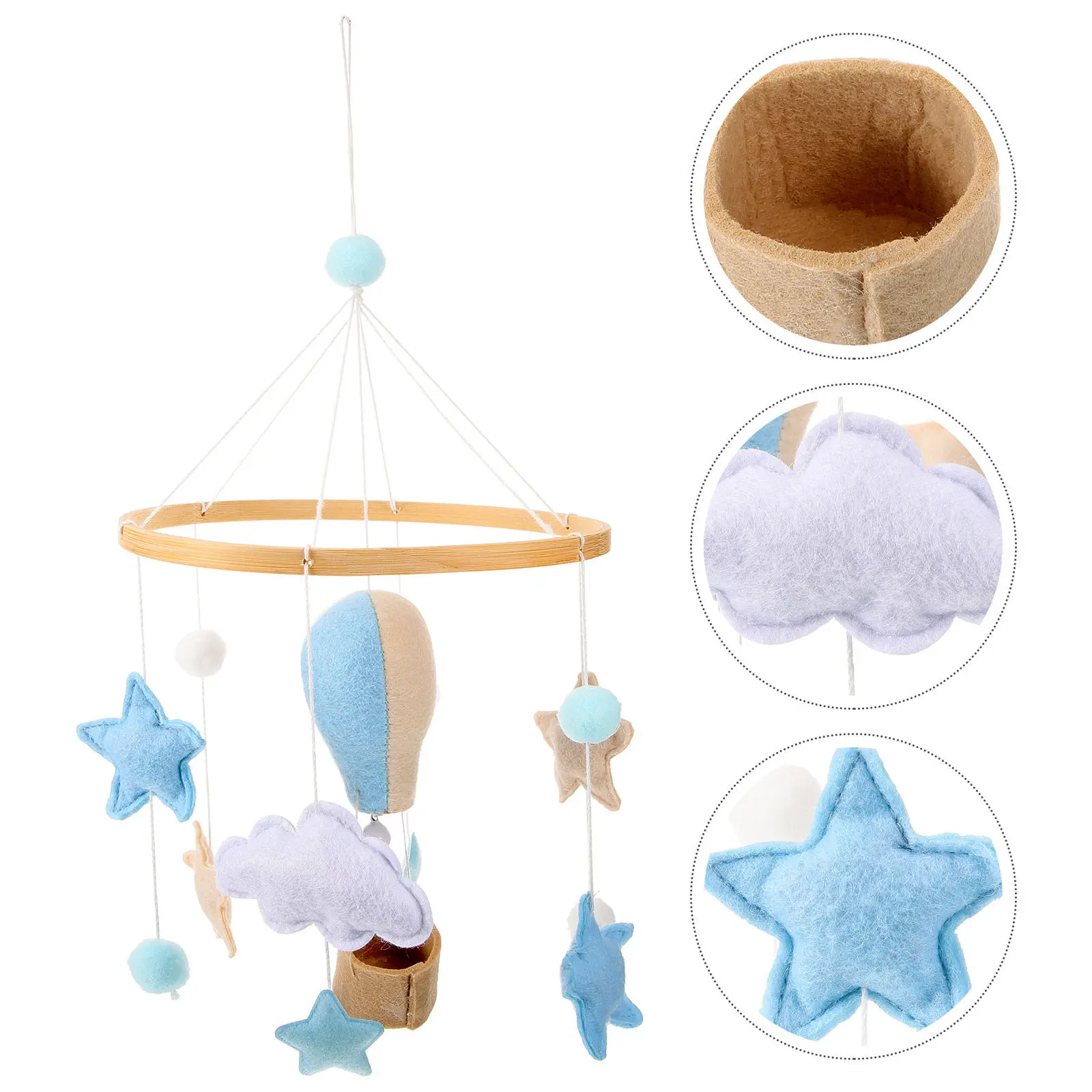 

Crib Mobile Felt Ball Hot Air Hanging Ornament for Girls Nursery Room Decoration Bedroom Crib Hanging