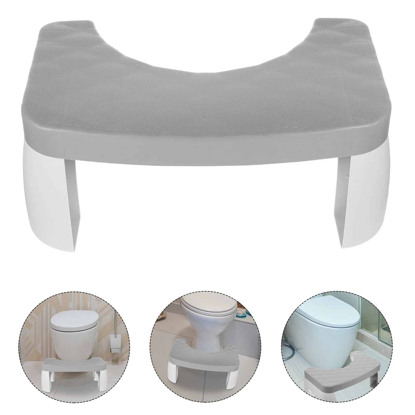 Taburete de plástico con reposapiés para adultos, silla de ducha en cuclillas para postura de baño