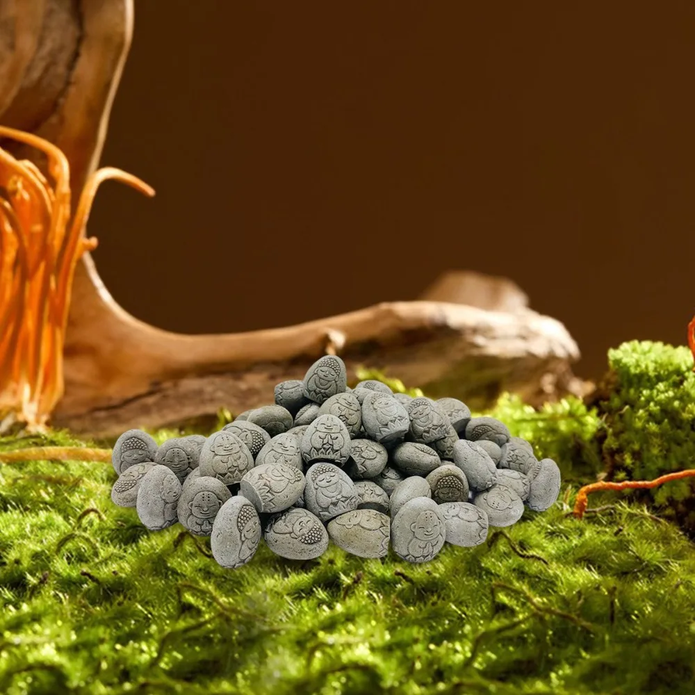 

Durable Exquisite Stone Buddha Figurine Handmade Resin Crafts Buddha Ornament Realistic Small Stone Buddha Statue Path Ornament