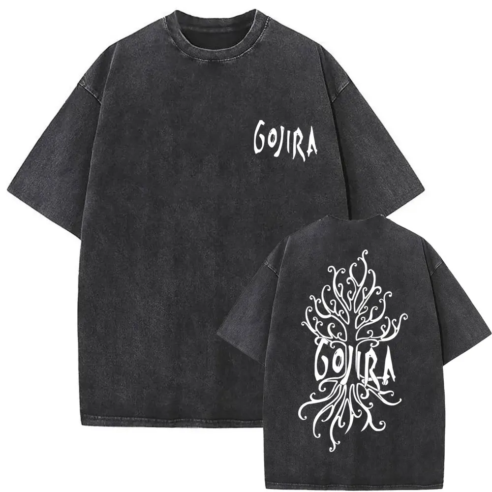 

Washed Vintage French Metal Rock Band Gojira The Link Graphic T-shirt Men Women Retro Oversized Tshirt Short Sleeve Streetwear