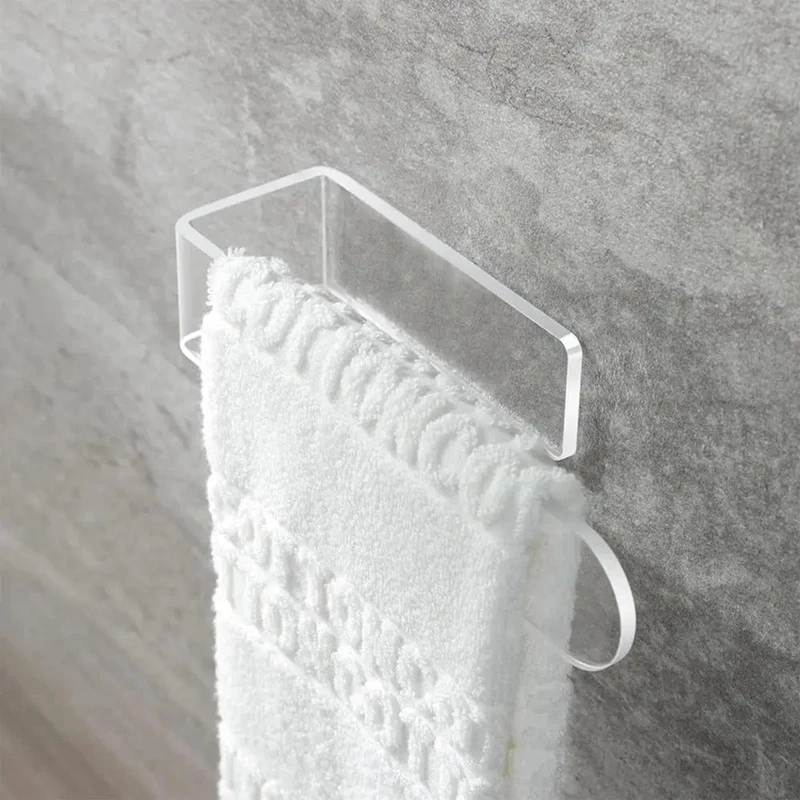 

U Shape Bathroom Acrylic Towel Bar Hand Towel Holder, Self Adhesive Towel Rack For Bathroom Wall Mounted Easy To Use Transparent
