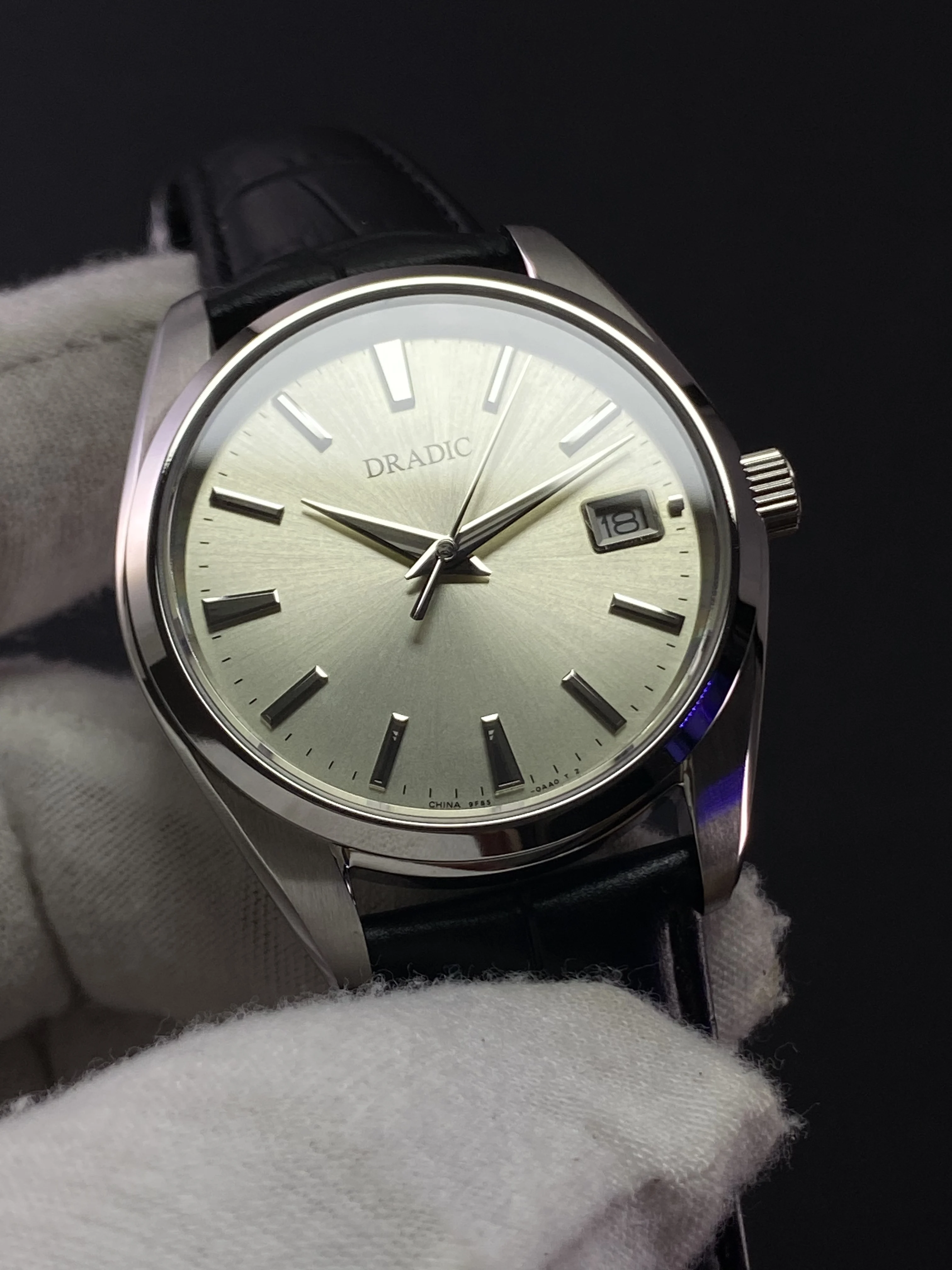 GS quartz retro watch enamel cream dial champagne metal dial scale polished fine hands 5-sided polished waterproof sapphire