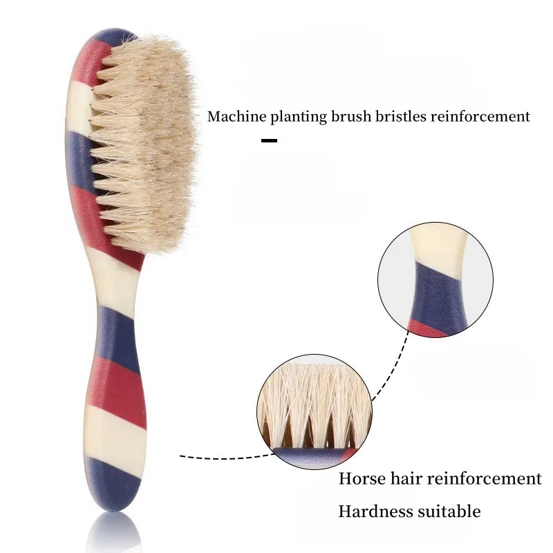 Men\'s Oil Headed Styling Comb  Barber Brush  Fragmented Hair Cleaning Brush  Beard Care Comb  Horse Hair  Pig Hair  Beard Brush